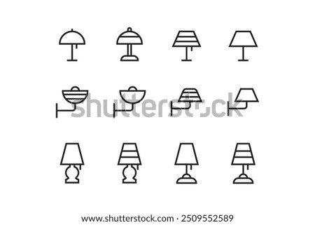 bedside lamp icon vector collection, bedroom lamp