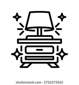 Bedside Lamp Line Icon, Outline Symbol for Reading Light, Nightstand Decor, Bedroom Ambiance, Low Glow, and Evening Routine. Vector Sign Icon.
