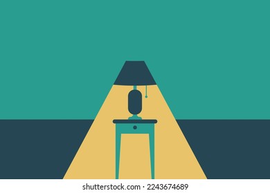 Lámpara de cama, Ilustración minimalista, Diseño de arte gráfico EPS10 vectorial.