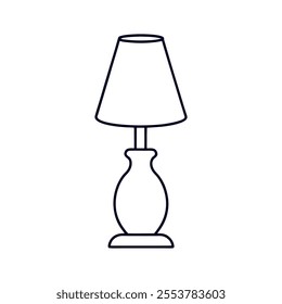 Bedside Lamp outline vector  white background.