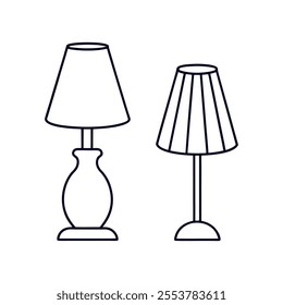 Bedside Lamp outline vector  white background.