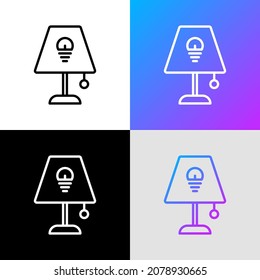 Icono de línea delgada de la lámpara de la puerta de la cama. Ilustración vectorial moderna.