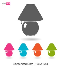 Bedside lamps flat icon set with shadow 