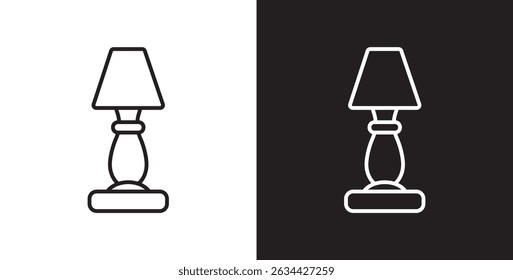 Icono de lámparas de cabecera, lámparas de asiento, Vector de icono de lámparas de mesa en fondo transparente y negro. 