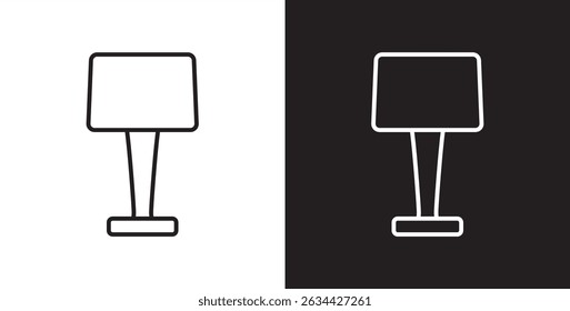 Icono de lámparas de cabecera, lámparas de asiento, Vector de icono de lámparas de mesa en fondo transparente y negro. 