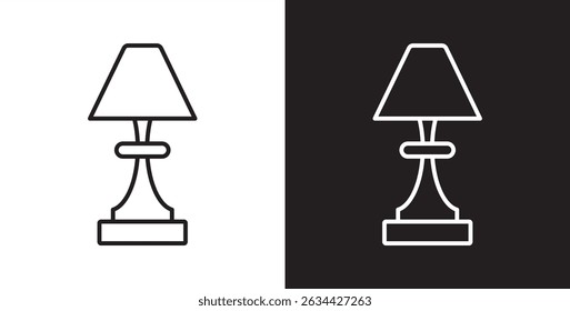 Icono de lámparas de cabecera, lámparas de asiento, Vector de icono de lámparas de mesa en fondo transparente y negro. 