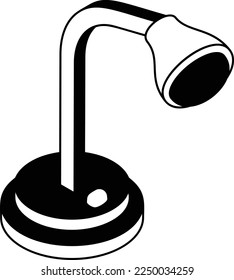 Bedside light bulb isometric Vector Icon Design, Interior design Symbol, Home Office decoration Sign, Residential and Commercial Decor Elements stock illustration, Study Table Lamp with button Concept