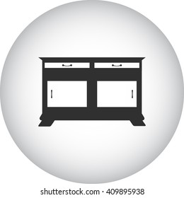 Bedside nightstand classic furniture sign simple icon on  background