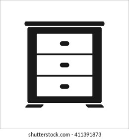 Bedside nightstand classic furniture sign simple icon on  background