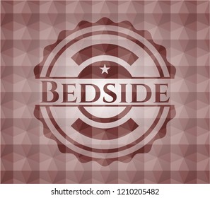 Bedside red seamless badge with geometric background.