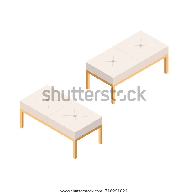 Bedside Sofa Bedroom Bench Isometric View Stock Vector