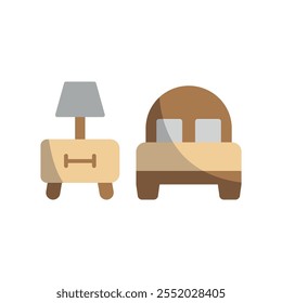 Mesita de noche y juego de cama icono Vector diseño básico simple y moderno concepto gráfico