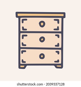 bedside table color vector doodle simple icon