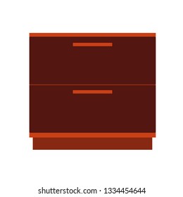 Bedside table cozy symbol bedroon elegant vector icon.  Indoor interior box furniture nightstand. Flat drawer cabinet