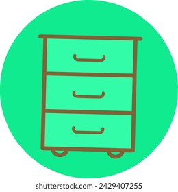 bedside table drawer on green background
