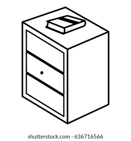 Bedside table with drawers and books