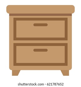 Bedside table flat icon, Furniture and interior element, vector graphics, a colorful solid pattern on a white background, eps 10.