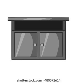 Bedside table icon in black monochrome style isolated on white background. Furniture symbol vector illustration