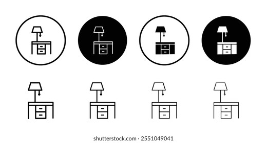 Nachttisch-Symbol Schwarz-Weiß-Umrissvektor