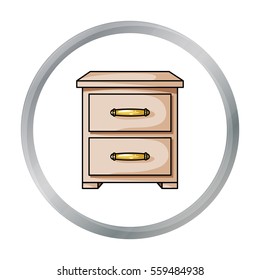 Bedside table icon in cartoon style isolated on white background. Furniture and home interior symbol stock vector illustration.