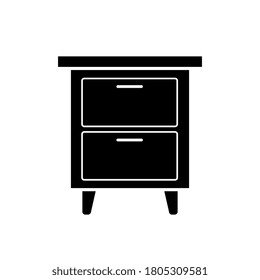 Bedside table icon in flat design. Vector illustration.