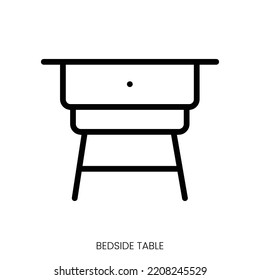 bedside table icon. Line Art Style Design Isolated On White Background