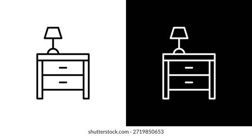 Icono de la mesita de noche - Estilo de línea. diseño de Plantilla de símbolos