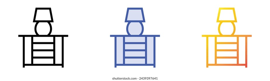 bedside table icon. Linear, Blue Fill and Gradient Style Design Isolated On White Background