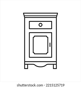 icono de la mesita de noche sobre un fondo blanco. ilustración vectorial de línea simple de pesadilla. diseño retro