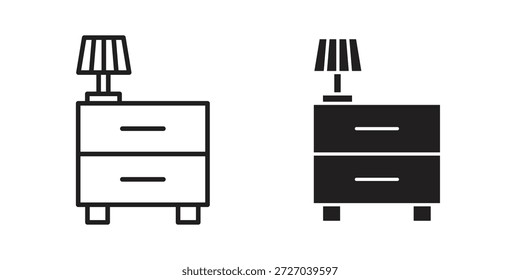 Icono de la mesita de noche sobre fondo blanco. Icono de Vector de acciones