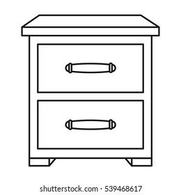 Bedside table icon in outline style isolated on white background. Furniture and home interior symbol stock vector illustration.