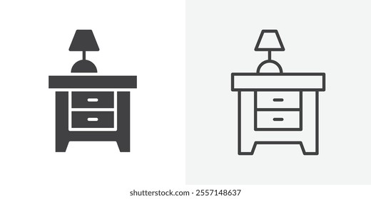 Bedside table icon. outlined vector style.