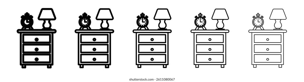 Bedside table icon Symbol mark in Outline style