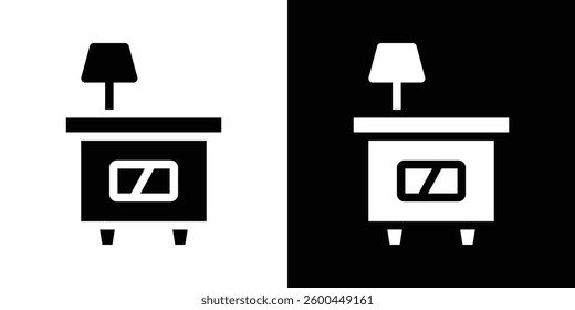 Bedside table icons vectors set in solid style.