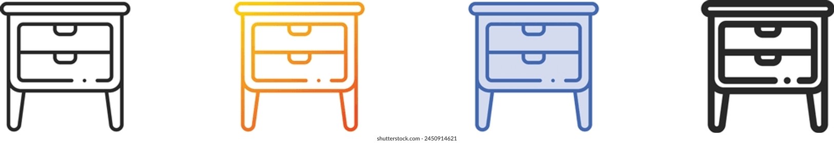 bedside table icon.Thin Linear, Gradient, Blue Stroke and bold Style Design Isolated On White Background
