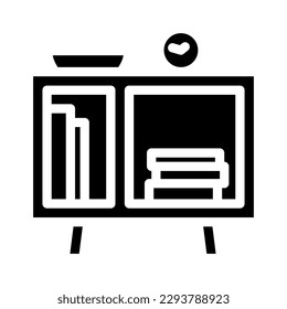 bedside table kid bedroom glyph icon vector. bedside table kid bedroom sign. isolated symbol illustration