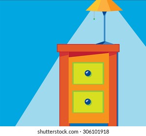 Bedside table and Lamp