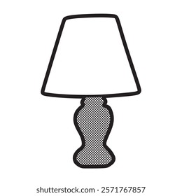 bedside table lamp, black and white vector