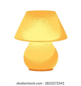 Bedside table lamp. Cozy night light decoration in modern retro style. Nightlight decor. Warm yellow accent illumination. Flat vector illustration isolated on white background