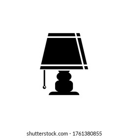 Bedside Table Lamp, Desk Night Light. Flat Vector Icon illustration. Simple black symbol on white background. Bedside Table Lamp, Desk Night Light sign design template for web and mobile UI element