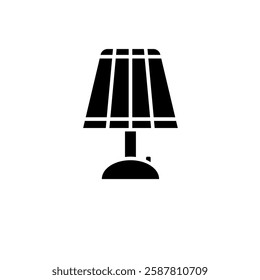 Bedside Table Lamp, Desk Night Light Solid Flat Vector Icon Isolated on White Background.