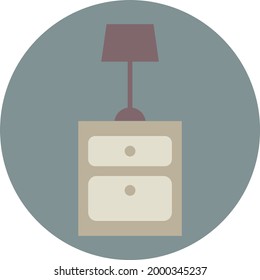 Mesa de la cama con lámpara, ilustración, sobre fondo blanco.