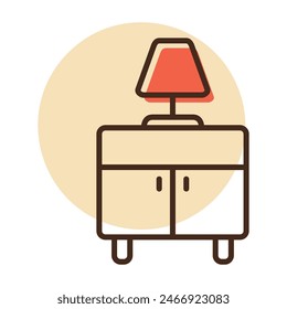 Bedside table with lamp vector icon. Graph symbol for furniture, web site and apps design, logo, app, UI