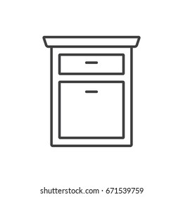 Bedside table line icon. Bedroom furniture.