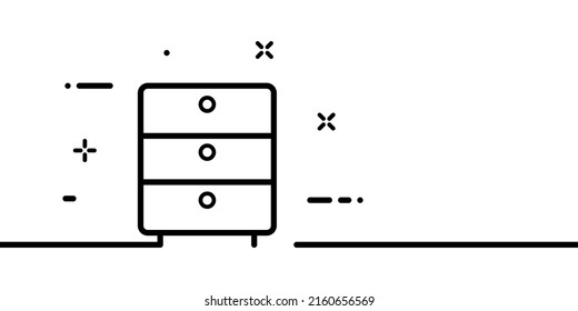 Bedside Table Line Icon. Locker, Night Stand, Wooden, Bedroom, Shelf, Drawer. Furniture Concept. One Line Style. Vector Line Icon For Business And Advertising.