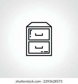bedside table line icon, bedside outline icon