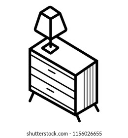 Bedside Table with Night Lamp Icon