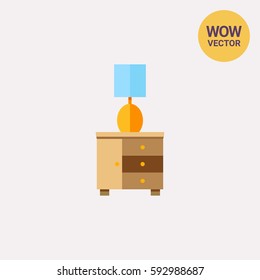 Bedside Table with Night Lamp Icon