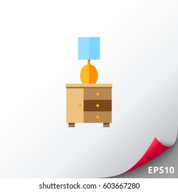 Bedside Table with Night Lamp Icon