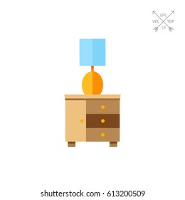 Bedside Table with Night Lamp Icon